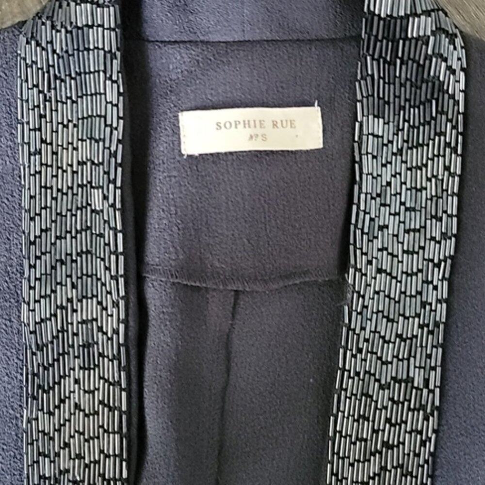 Sophie Rue Gray Graphite Beaded Lapel Blazer NWT Size Medium - Picture 3 of 3